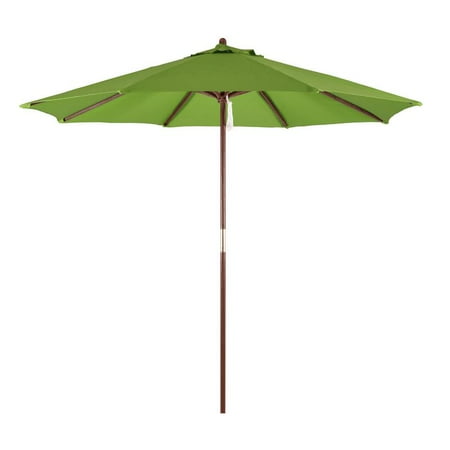Astella 9' Patio Market Umbrella in Poylester with Bronze Wood Pole Wood Ribs Pulley Lift