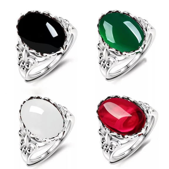 K-KED 10pcs Wholesale Bulk Lots Mixed Agate Color Natural Stone Alloy Women Rings