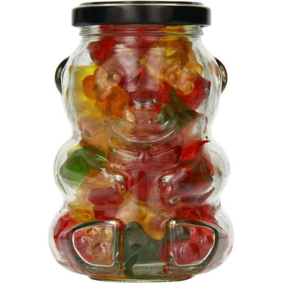 9 oz Glass Bear Jars with Lids for , Candies, Piggy Banks (3, Gold)