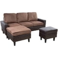 thumbnail image 4 of Small Convertible Sectional Sofa for Living Room Couch with Reversible Chaise & Ottoman, Chocolate, 4 of 5