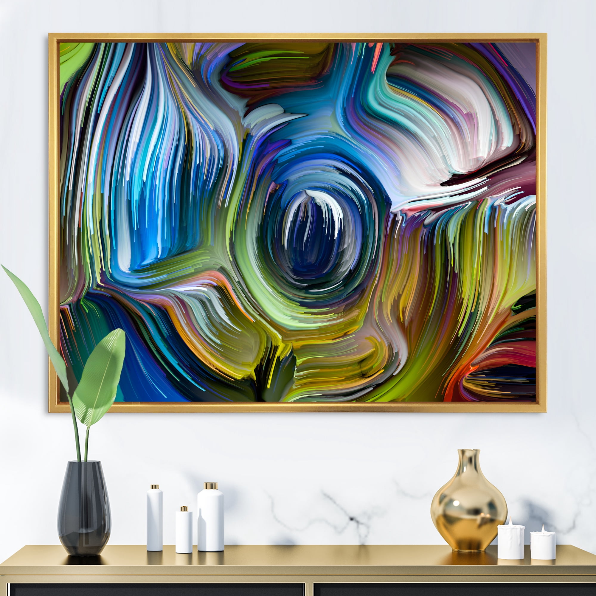 Designart 'Colour Spiral Fusion' Modern Framed Canvas Wall Art Print