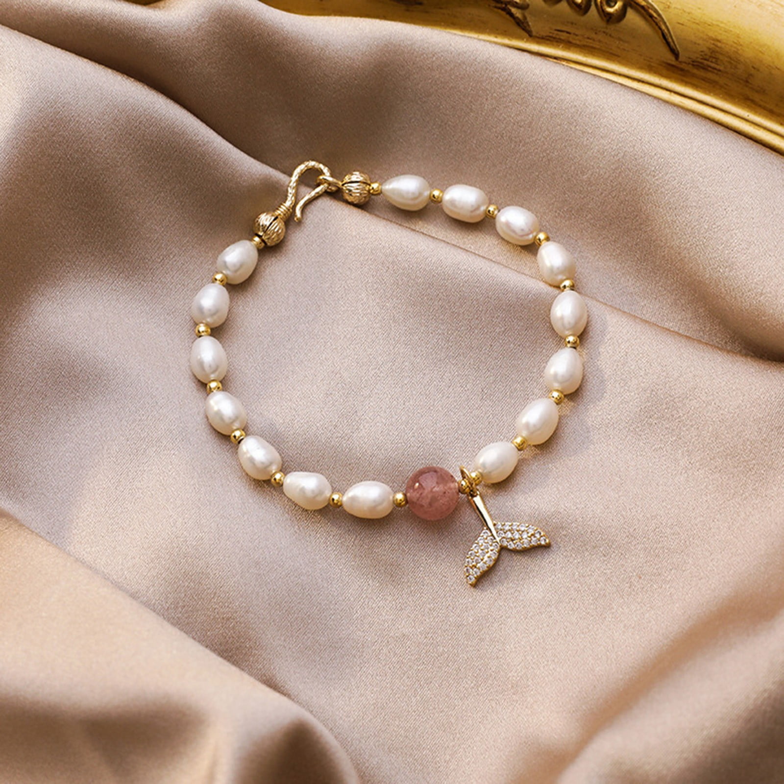Handmade Jewelry Hand Catenary Pearl Bracelet Elastic Bangle Beads Bracelets
