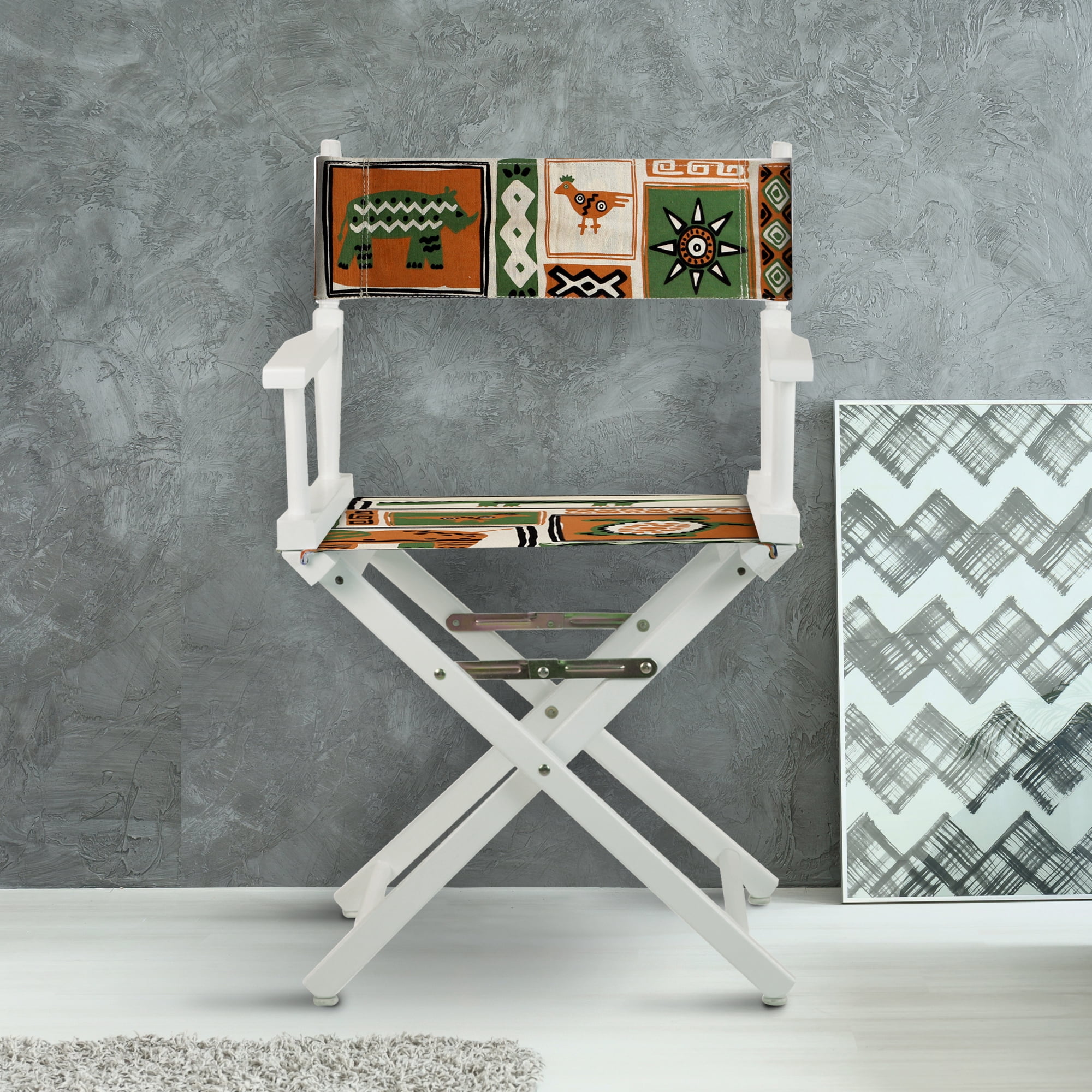 18" Director's Chair White Frame-Congo BongoNatural