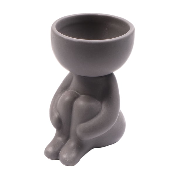 Maceta De Cerámica Para Suculentas Sunnimix Decoración De Escritorio Gris 6x6x9,2 Cm