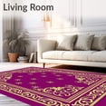 thumbnail image 2 of ODIKA 5'x7' Machine Washable Non-Slip Area Rug, Abstract Lattice with Ornamental Swirl Details High Traffic Rug, Purple, 706164, 2 of 7