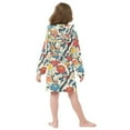 thumbnail image 4 of FORMRS Niños Bathrobe Unisex Hooded Robe Soft Plush Pajamas Sleepwear, Size 4-6T, Vibrant Japanese Flowers, 4 of 7