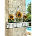 thumbnail image 2 of Sunflower Welcome Sign Large Door Wall Wreath Decoration Rustic Metal Indoor Outdoor 20" x 15" , Yellow Green Silver, 2 of 8