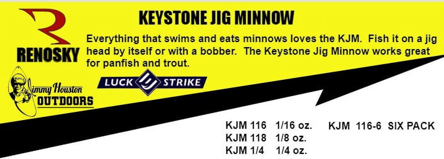 Renosky - Keystone Jig Minnow, 1/6 oz. Crappie Jig, Perch, 6 Count