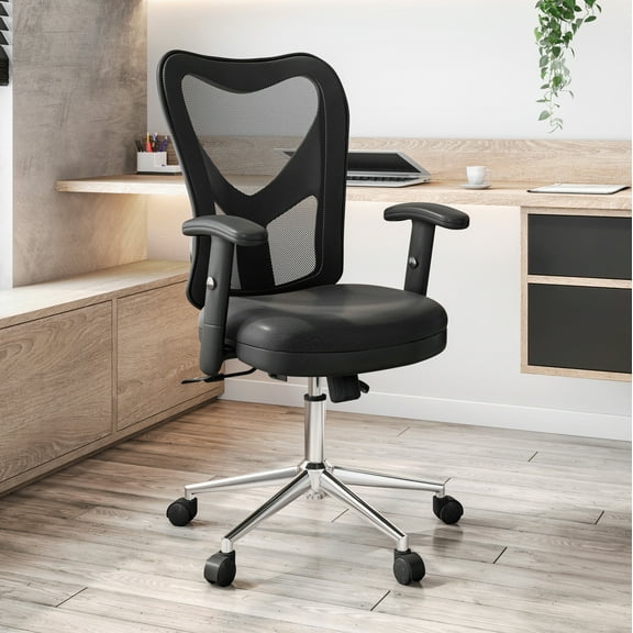 Techni Mobili High Back Mesh Office Chair with Chrome Base, Black RTA-0098M-BK