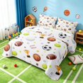 thumbnail image 3 of Manfei Cartoon Football Quilt King, Baseball Tennis Sports King Coverlet Set, White Brown Orange, Polka Dots Reversible 3-Piece, 1 Bedspread and 2 Pillowcases, 3 of 7