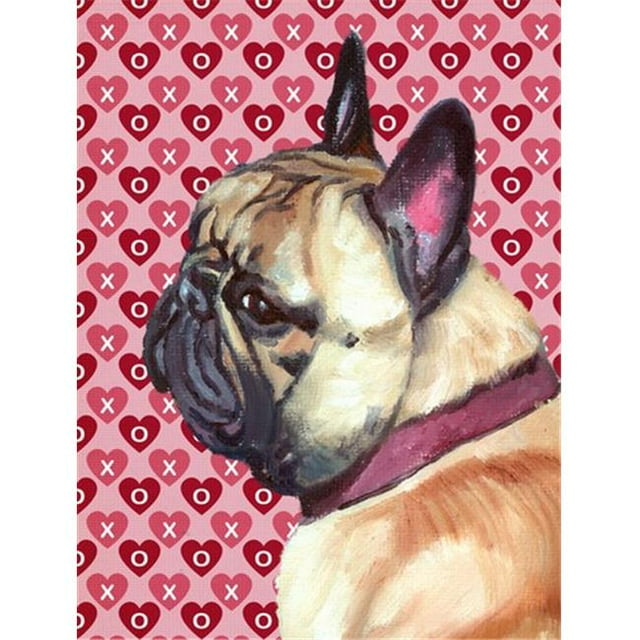 French Bulldog Drapeau de Jardin Cœurs Amour et Saint-Valentin Taille