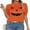 01 Orange, variant on Pumpkin Ghost Face Graphic Sweaters for Women Halloween Day Crew Neck Pullover Sweater Cute Puff Short Sleeve Juniors Girls Sweater Blouse Shermie