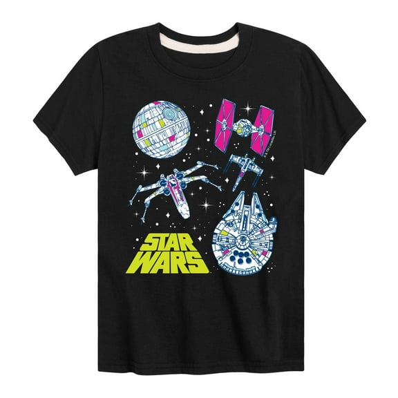 Star Wars - Millennium Falcon, Death Star, & Ships - Toddler And Youth Short Sleeve Tee