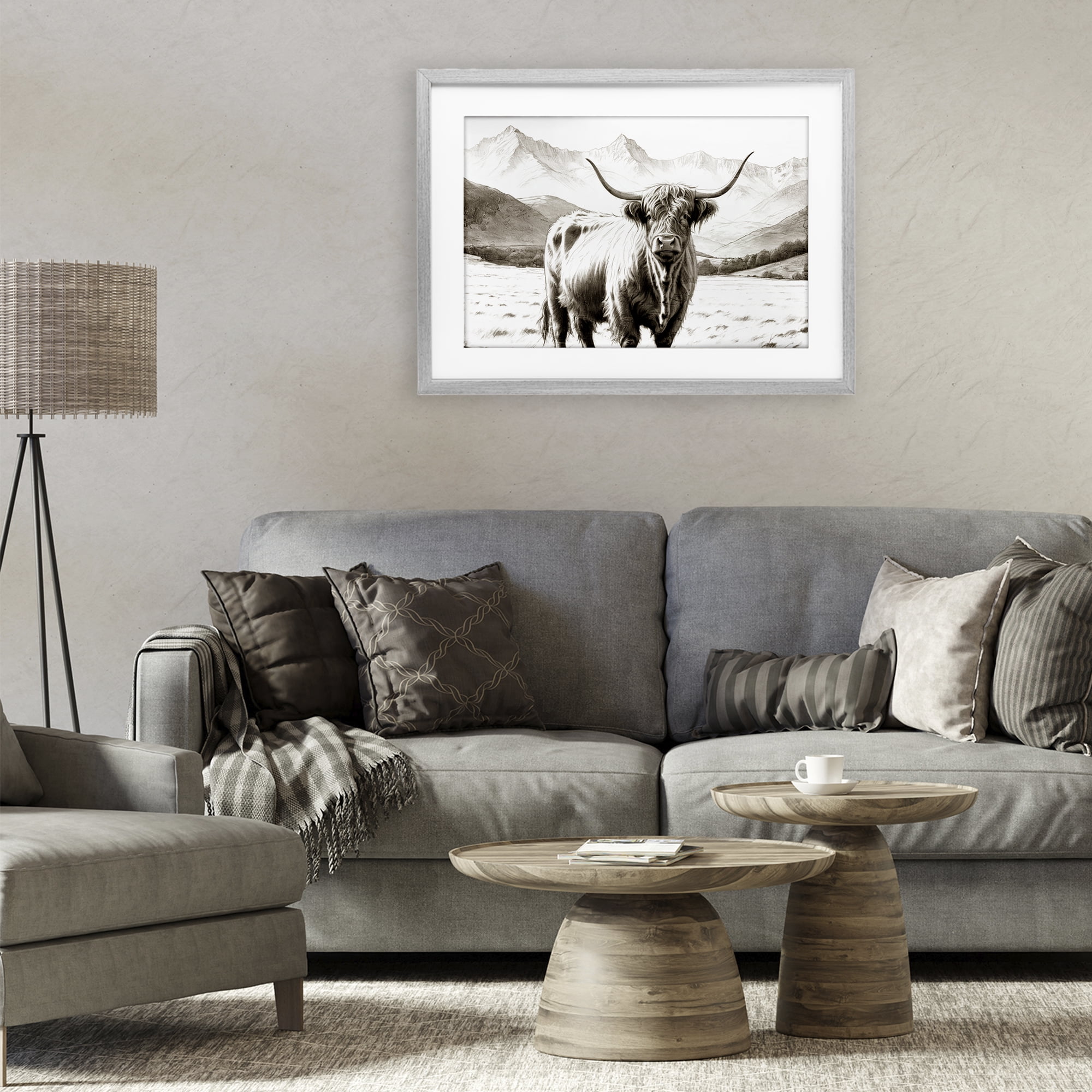 Stupell Industries Highland Sepia Sketch Gray Framed Print Under Glass, design by Kim Allen