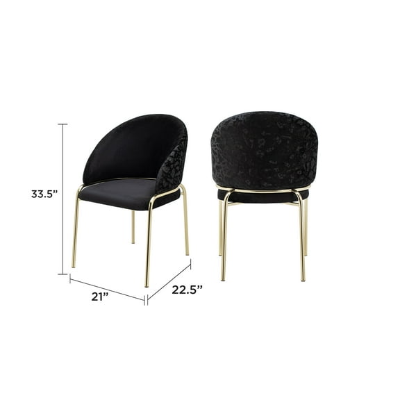 Living Room Chairs Onyx Modern Style 2PC Chairs made with Velvet fabric and Gold coated metal Legs - Black,Accent Chairs