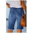 thumbnail image 5 of QATAINLAV Jeans Shorts for Women High Waist, Womens Denim Ripped Bermuda Shorts Casual Distressed Knee Length Stretch Short Jeans with Pockets Lightning Sales Dark Blue L, 5 of 8