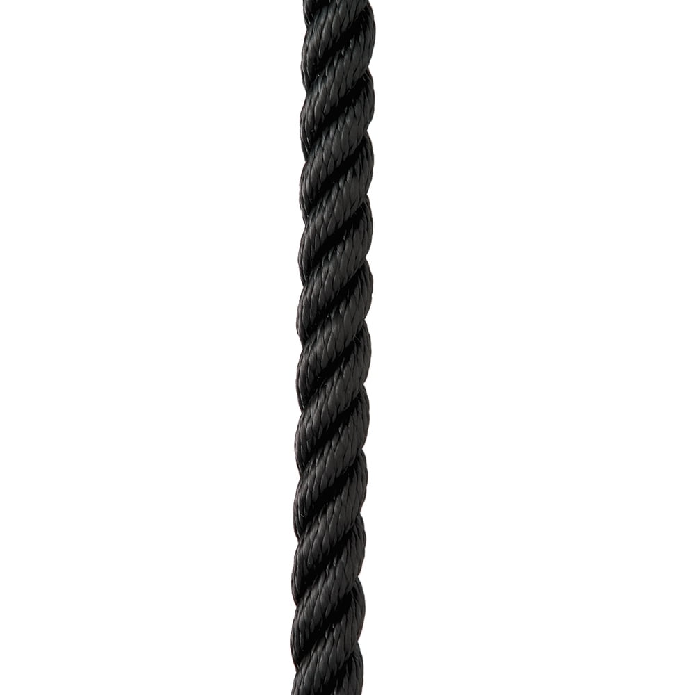 3/8 x 35' REAL NYLON Black anchor rope dockline 3 Strand Twisted Multipurpose 