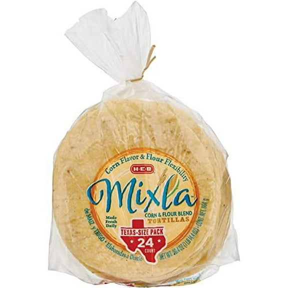 HEB Mixla Mixed Corn & Flour Blend Tortillas 24 Count Each Bag (3 Bags Total) Tortilla Mixta De Harina Maiz