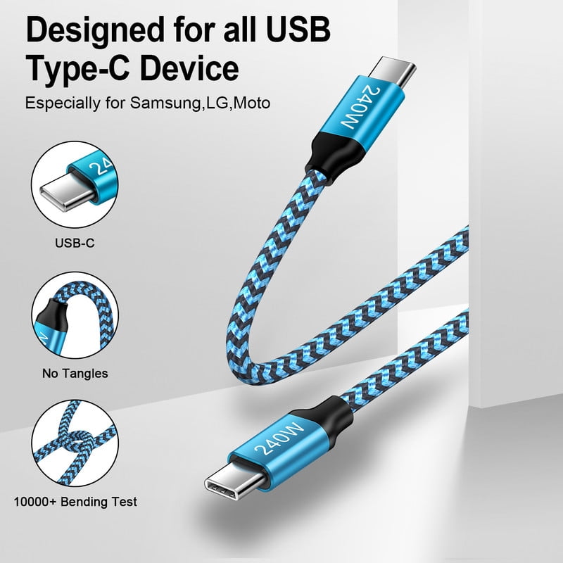 2 Pack PD 20W Fast Wall Charger Block, 20W Phone Charger with 6FT Type C Charger Block Cables, Compatible with iPhone 17/16/15 Pro Max iPad Pro Galaxy S26 Android,Blue