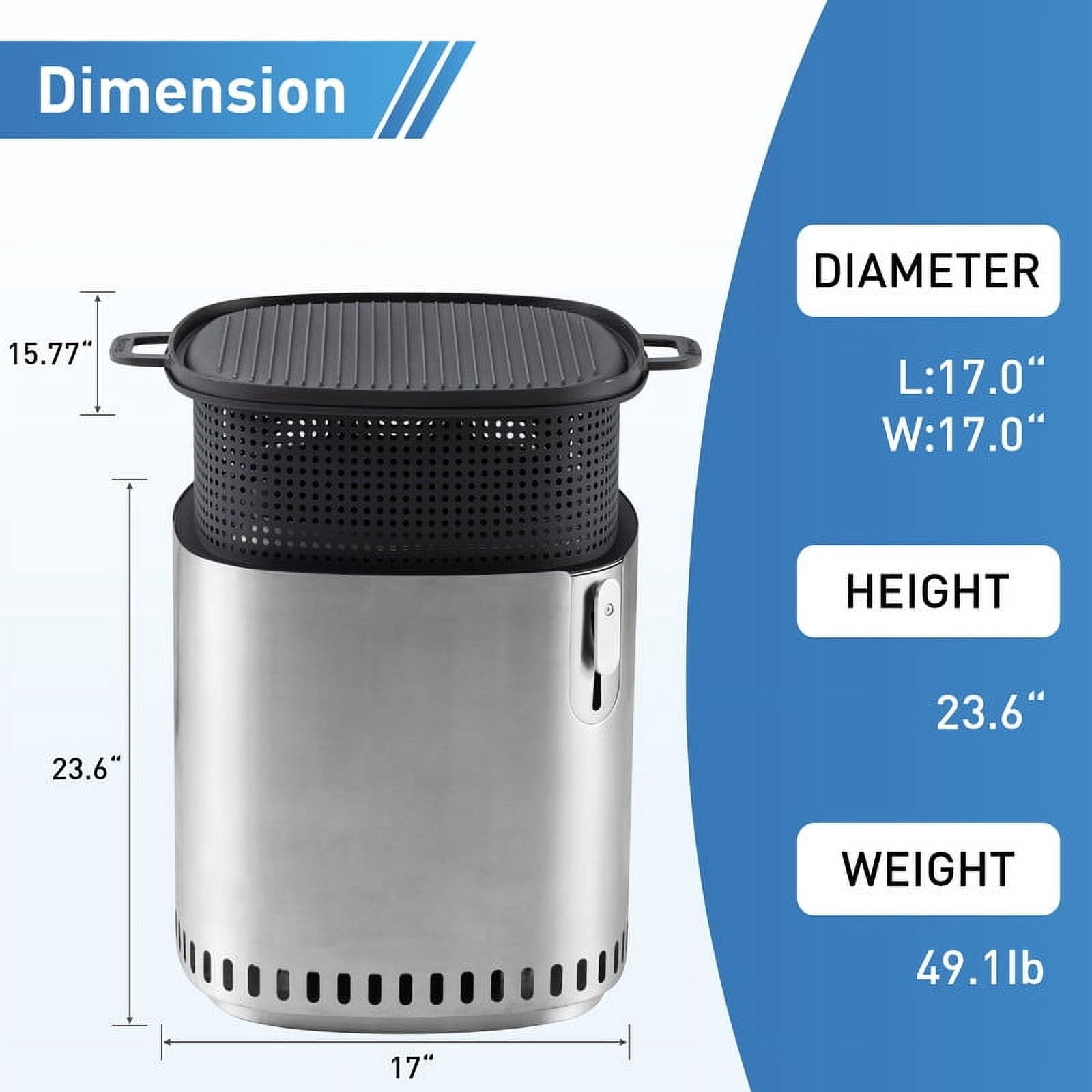 Portable Smokeless Stainless Steel Fire Pit with Accessories,Adjustable Firepower Wood Burning Camping Stove