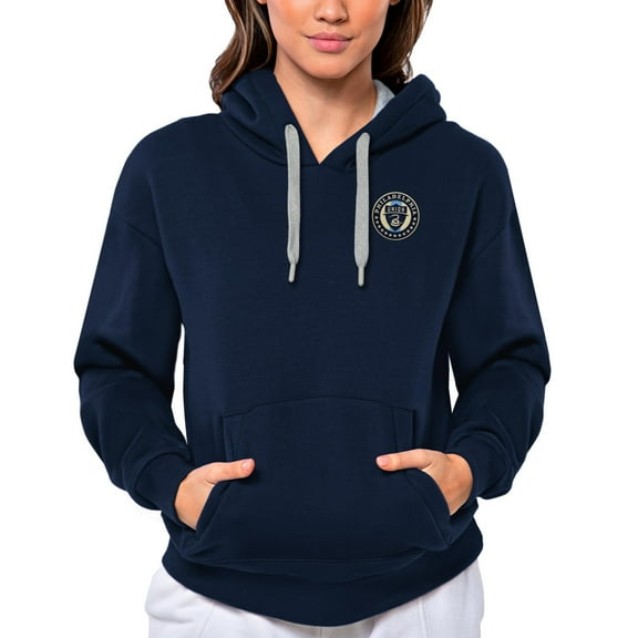 Women's Antigua Navy Philadelphia Union Team Logo Victory Pullover Hoodie