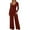 #049 Red, variant on Women's 2 Piece Outfits Linen Vest Waist-coat Dressy linen sets for women 2 piece Casual Sets Wide Leg Pants Suits (Beige,L)