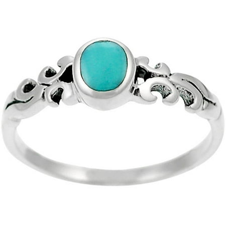 Brinley Co. 0.09 Carat T.G.W. Oval Turquoise Ring in Sterling Silver