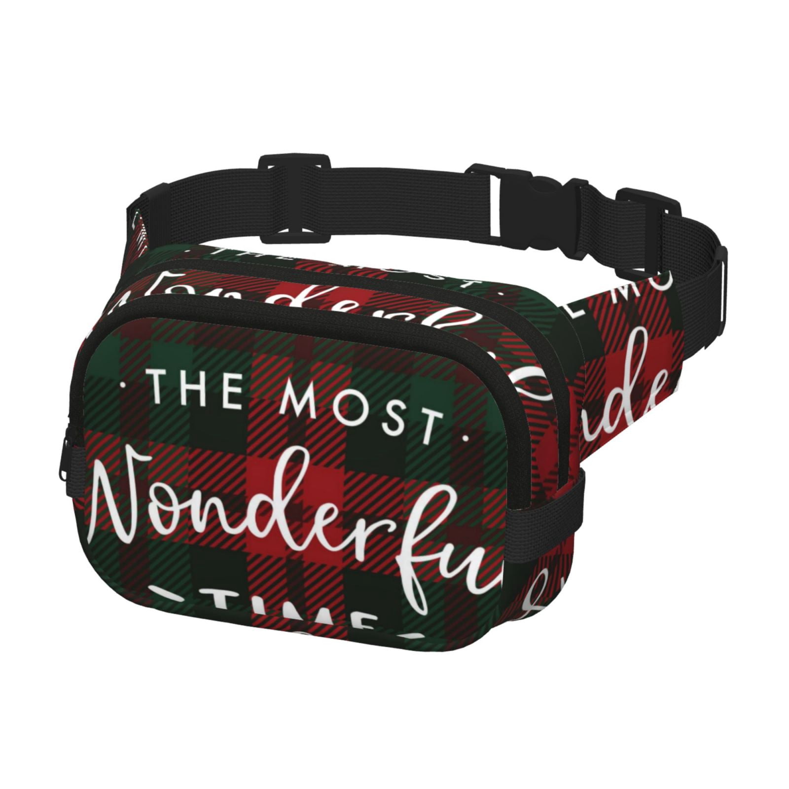 Hirioo Wonderful Time Christmas for Double Layer Waist Bag Adjustable Fanny Pack For Travel Running Hiking