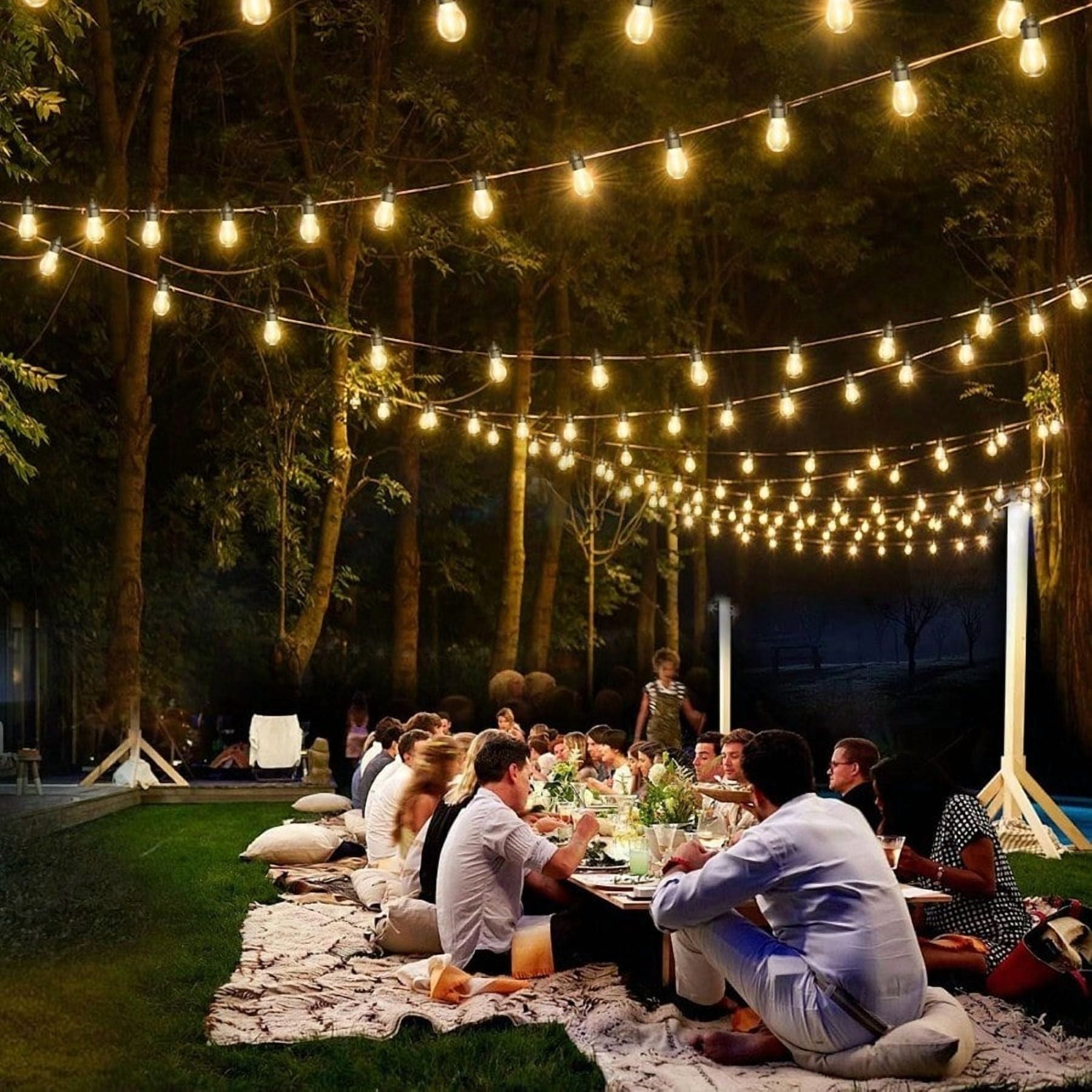 Solar Lights Outdoor Waterproof IP67with 15 LED Shatterproof Edison Bulbs,2500mAh Battery Solar/USB Powered,Indoor/Outside LED String Lights 34FT,Warm White 3000K LED Light Decor Patio Garden Camping