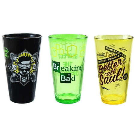 Breaking Glass - Breaking Bad 16oz Pint Glass Bundle, Set of 3