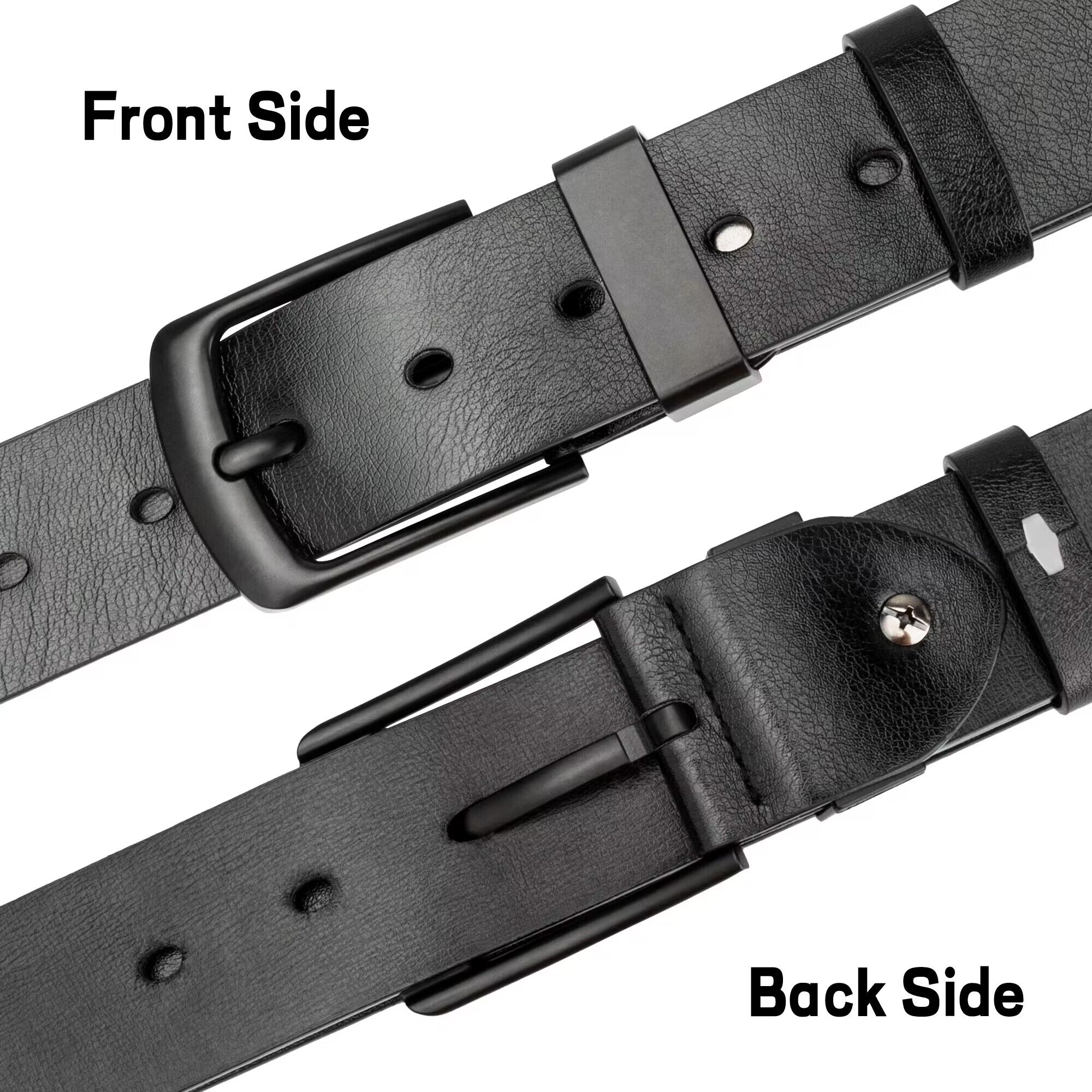 Maikun Men's Casual Leather Belt, Black photo 6