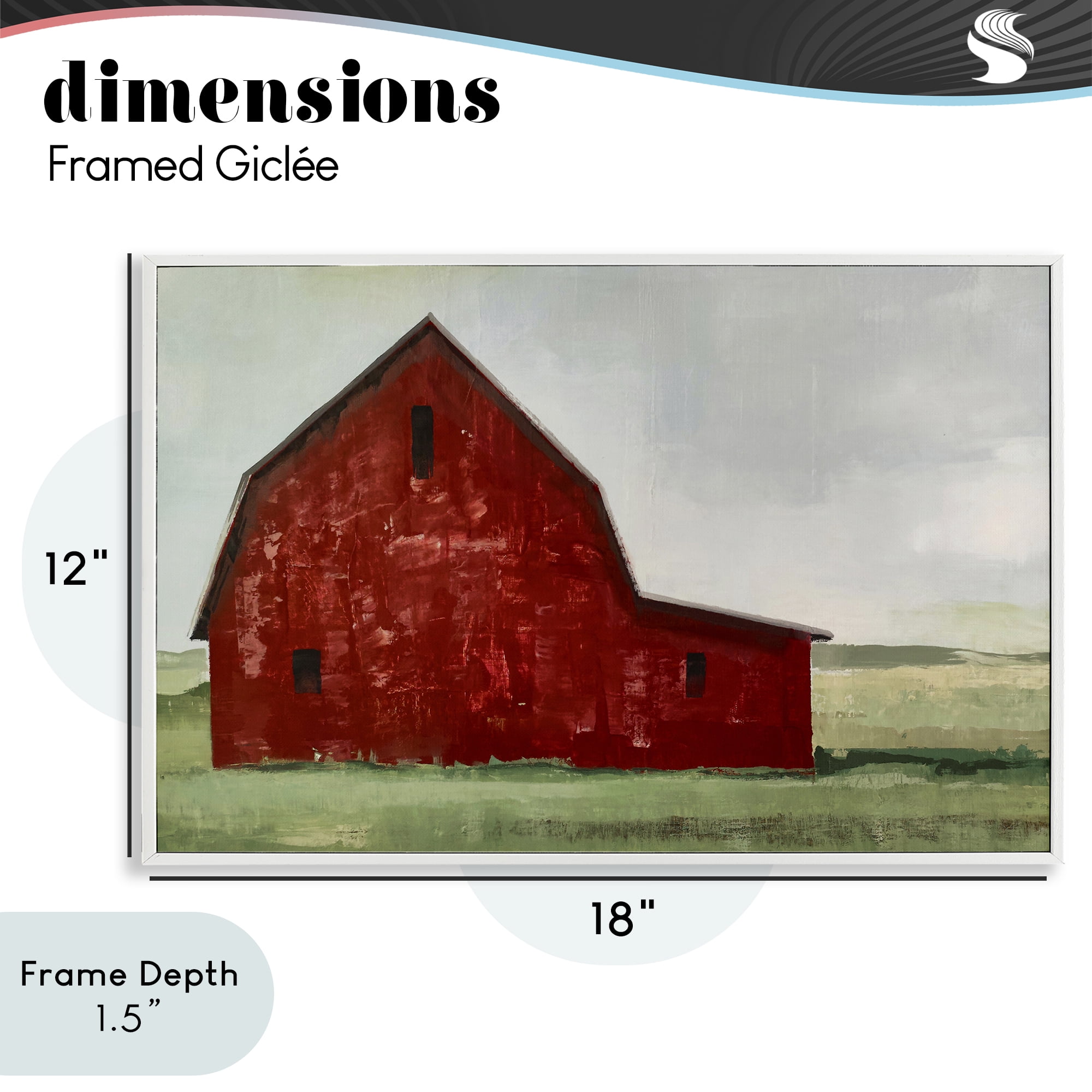 Stupell Industries Red Weathered & Wise Barn White Framed Giclee Art, design by Max Maxx