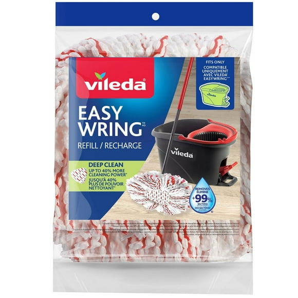 Vileda EasyWring Deep Clean Mop Head Replacement, Washable & Reusable, 40% more cleaning power