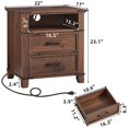 thumbnail image 1 of Leyaoyao Farmhouse Nightstand with Charging Station, 3-Tier Night Stand with Open Shelf, Modern Bedside Table for Living Room, Bedroom, Brown, 1 of 6