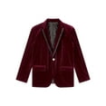 thumbnail image 3 of Eandarui Boys Velvet Sport Blazer Classic Fit Lapel Suit Jacket Single Breasted Outerwear Coat Burgundy 14, 3 of 5