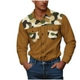 thumbnail image 4 of DDAPJ pyju Men's Western Cowboy Shirt Camo Long Sleeve Button Down Shirts Hiking Fishing Camping Travel Work Shirt with Pockets Gold XXXXL, 4 of 8