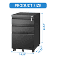 thumbnail image 3 of Hassch 3 Drawer File Cabinet with Lock and Wheels, Rolling Filing Cabinet for Home Office, Mobile Metal Cabinet for Letters/Legal/A4, Black, 3 of 7