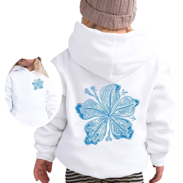 PMVFHDE Chandail en Molleton d'Automne Mode Décontractée pour Filles Imprimé à Manches Longues Blanc,120