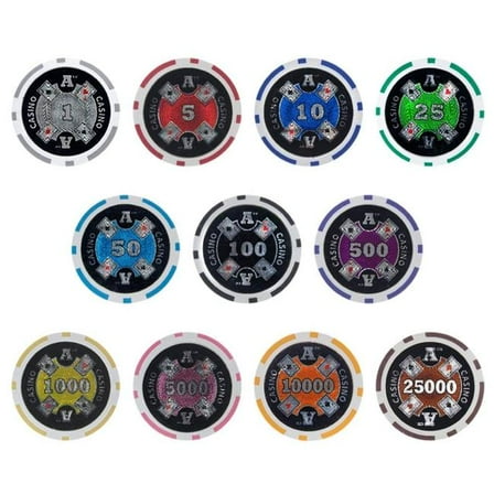Brybelly BRY000224U 14 g Ace Casino Clay Composite 10 Dollar Poker Chips - Pack of 25