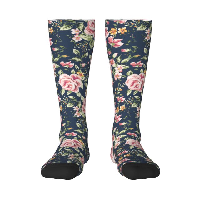 Balery Vintage Floral Calcetines novedosos Calcetines deportivos Calcetines hasta la rodilla Calcetines de algodón Calcetines originales y geniales