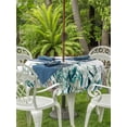 thumbnail image 3 of Outdoor Tablecloth with Umbrella Hole for Patio/Picnic/Party/Camping, Coastal Green Seaweed Waterproof Table Cloth Round Cover Washable, Summer Beach Coral Starfish Retro (Dia 60"), 3 of 8