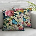 thumbnail image 3 of Orinice  Throw Pillow Covers Vintage Bird Butterfly Dragonfly Rose Design Square Pillowcase for Home Decor Sofa Car Bedroom Pillow case  White, 3 of 5