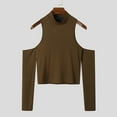thumbnail image 3 of Men's Sexy Off Shoulder Cutout Long Sleeve T-Shirt Tops, 3 of 6