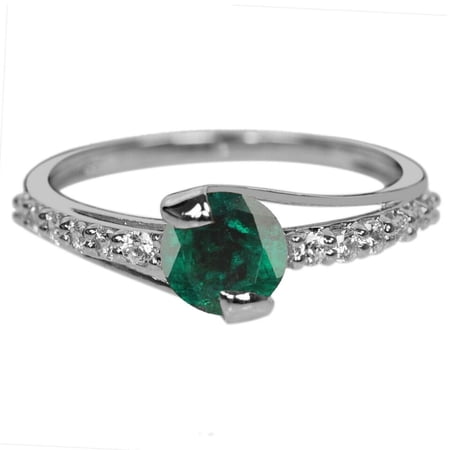 14KT White Gold 1.40Ct 100% Natural Zambian Emerald IGI Certified Diamond Ring