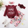 thumbnail image 3 of 3 Months Baby Girls Clothes 6 Months Girls 4PCS Outfits Set Letter Print Newborn Girls Long Sleeve Top Pants Set with Headband Red, 3 of 9