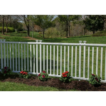 3ft H x 3.5ft W (2 Panels) No Dig Zippity Baskenridge Fence Panel Kit, Vinyl Fence Panel, White Vinyl Fence for Yard, Temporary Fence for Backyard, White Picket Fence Garden Border, DIY Fence ZP19037