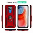 thumbnail image 3 of Dteck For Motorola Moto G Play 2021 Shockproof Dual Layers Rotatable Ring Kickstand Drop Protection Cover Compatible with Magnetic Car Mount, Red, 3 of 8