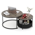 thumbnail image 1 of Gymax Ensemble de 2 Tables Basses Rondes Table de Cocktail Circulaire avec Panier de Rangement en Tissu, 1 of 10