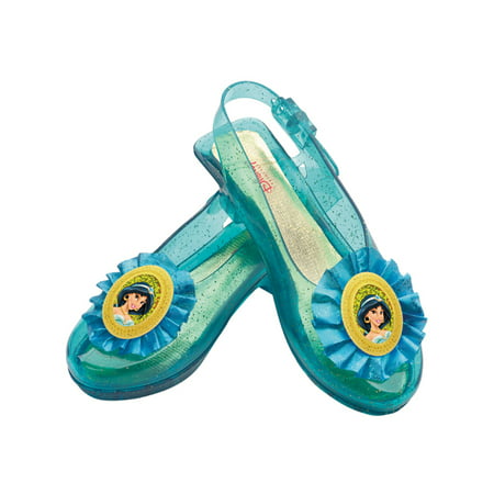 Child Disney Princess Jasmine Aladdin Blue Costume Sparkle Glitter Shoe Slippers