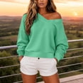 thumbnail image 7 of ClodeEU Women's Off Shoulder Long Sleeve Sweatshirt,Casual Loose Solid Slant Shoulder Pullover Tops ,Women's Plus XL, 7 of 7